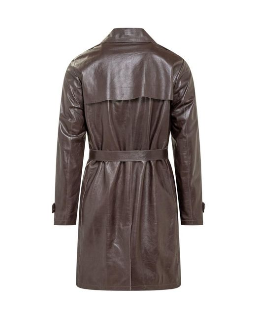 Salvatore Santoro Brown Leather Coat for men