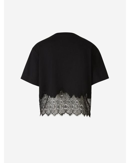 Givenchy Black Cropped Lace T-Shirt
