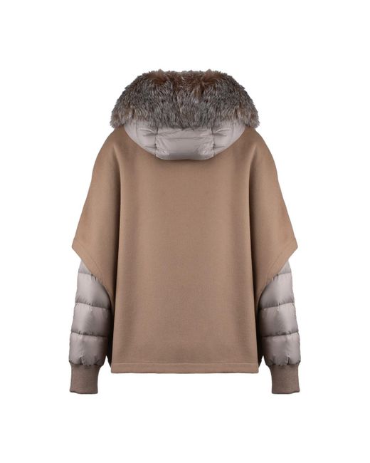 Moorer Brown Short Hazelnut Hood Matched With Down Jacket