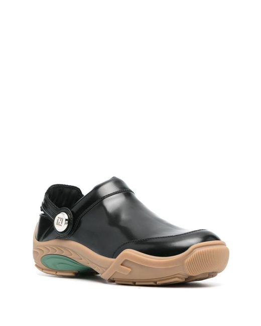 Fendi Brown Leather Clogs Shoes for men