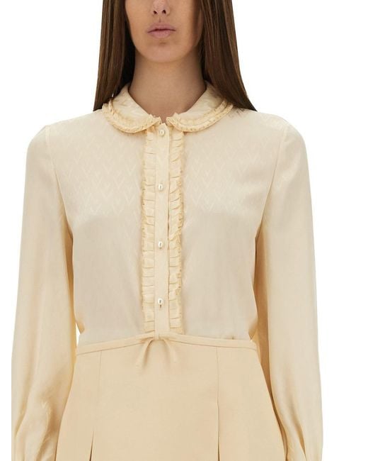 Valentino Garavani Natural "Toute La V" Silk Jacquard Shirt