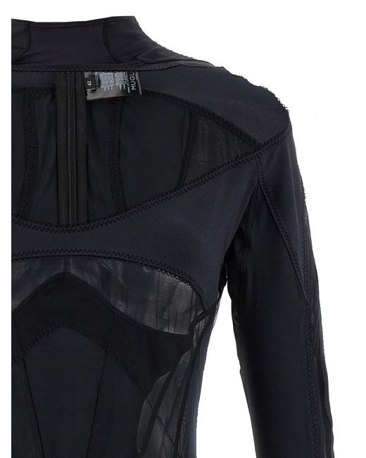 Mugler Black Multi-layer Lingerie Underwear, Body