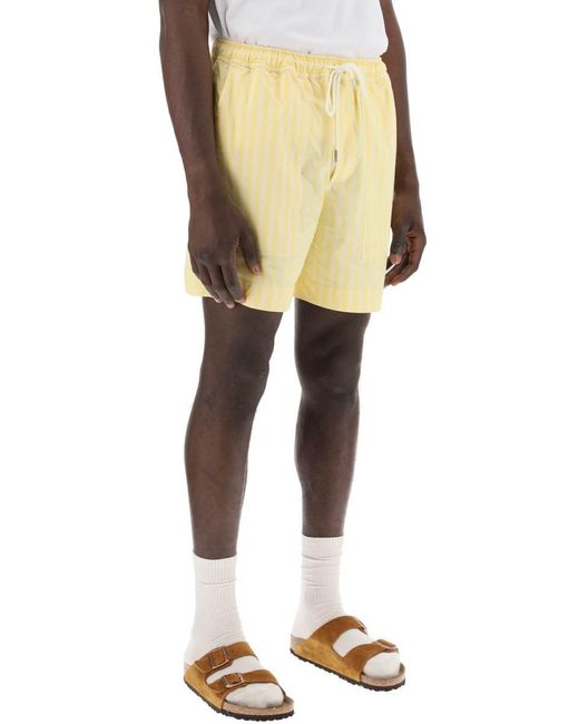 Maison Kitsuné Yellow Striped Poplin Bermuda Shorts For for men