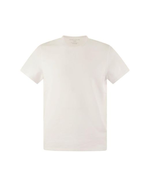 Majestic Filatures White Crew-Neck Cotton T-Shirt for men
