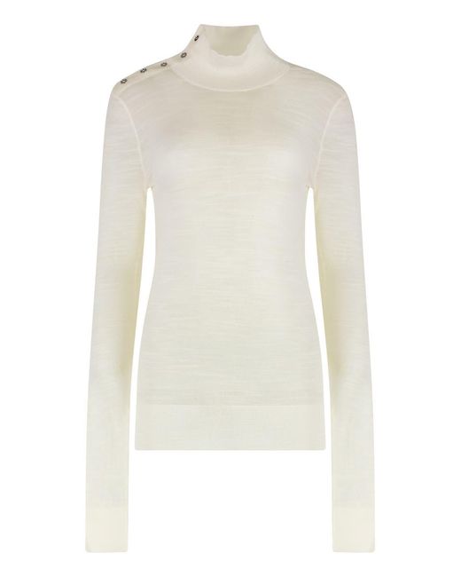 Totême  White Turtleneck Wool Pullover