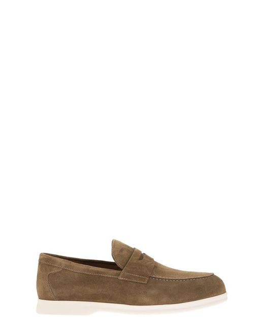 Doucal's Brown Penny - Suede Moccasin for men