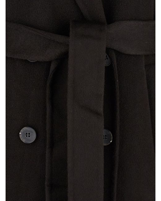 IVY & OAK Black 'Colette Ann' Double-Breasted Coat With Wide Notched Revers