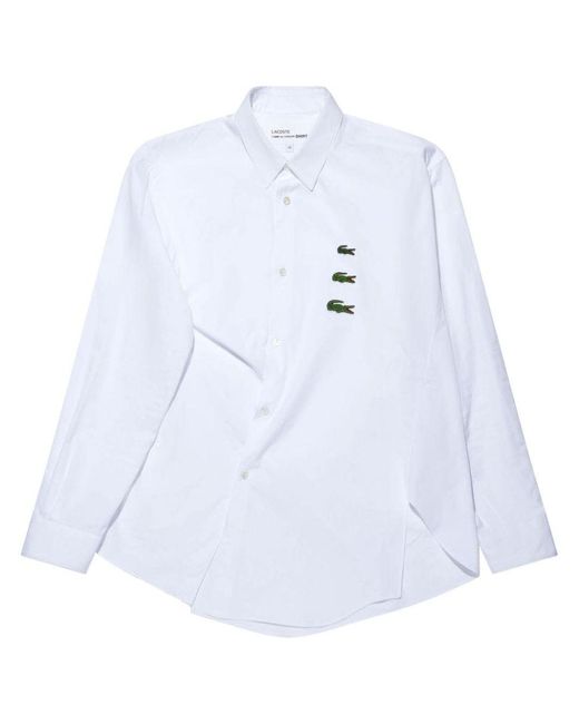 Comme des Garçons White X Lacoste Men Triple Logo Asymmetrical Shirt for men