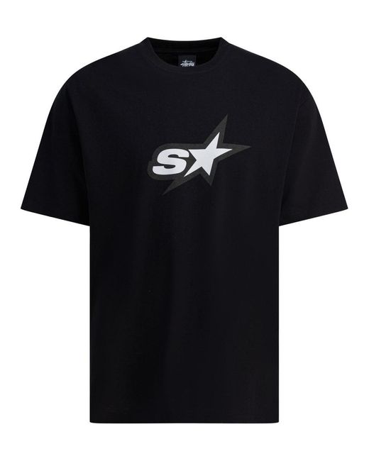 Stussy Black Cotton T-Shirt for men