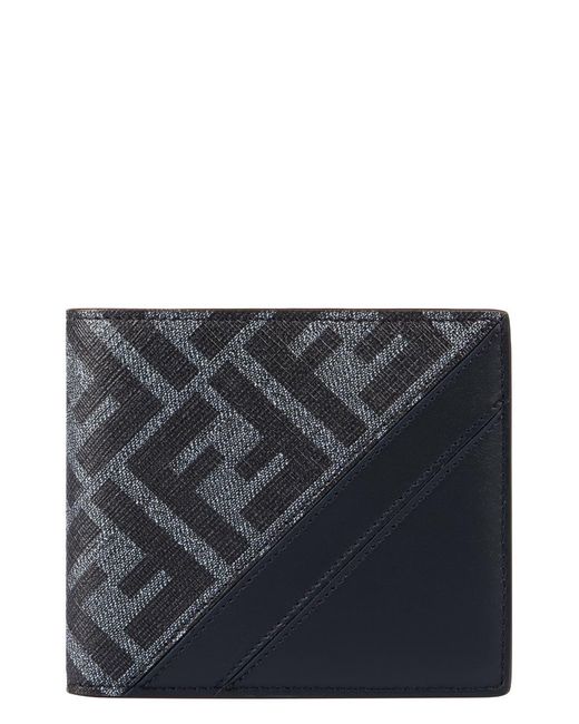 Fendi Gray Diagonal Bi-Fold Wallet for men