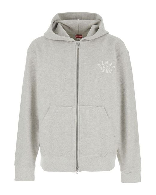 KENZO Gray 'Dragonfly' Sweatshirt With Logo Lettering On The Front And Maxi Logo On The Rear for men