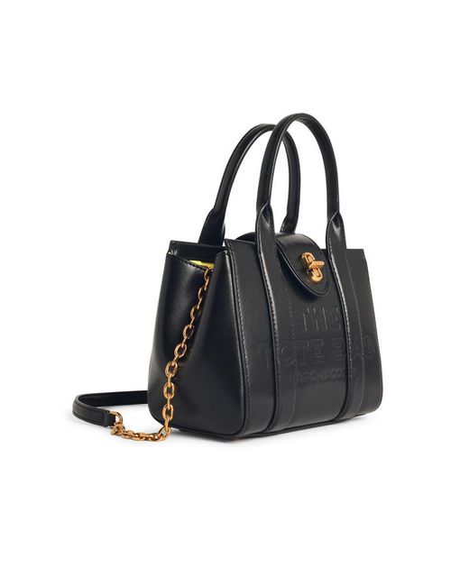 Marc Jacobs 'turnlock Tote' Black Leather Bag