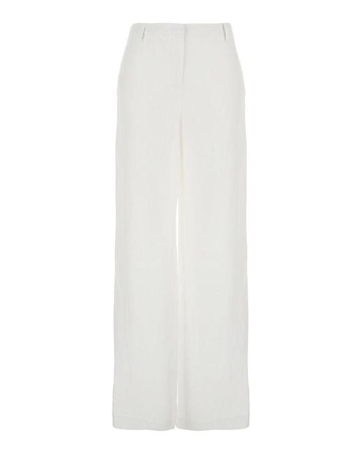 Plain White Pants With Wide Leg