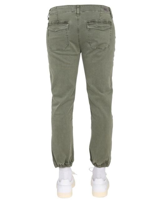 PAIGE Green Pants With Logo Patch