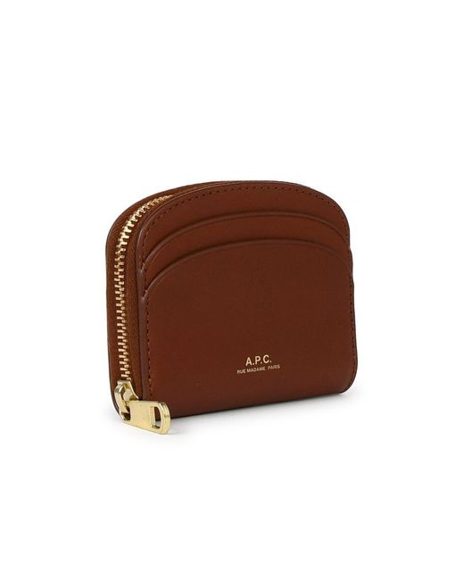 A.P.C. Brown Small 'Demi Lune' Leather Wallet