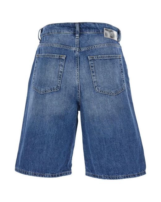 PT Torino Blue 'Gianna' Bermuda Pants With Logo Patch On The Rear