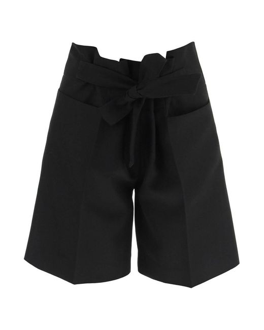 Totême  Black Toteme Belted Wool-blend Shorts