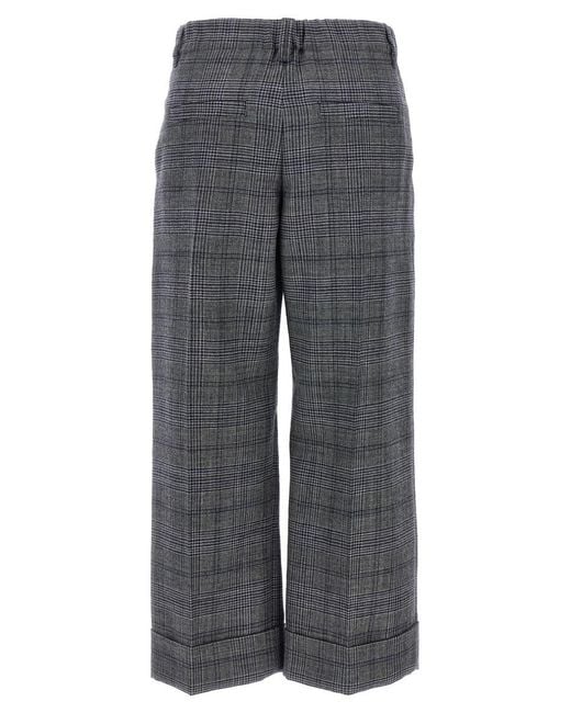 Brunello Cucinelli Gray Pied De Poule Wool Pants
