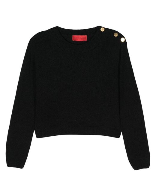 Wild Cashmere Black Silk Blend Sweater With Metal Buttons