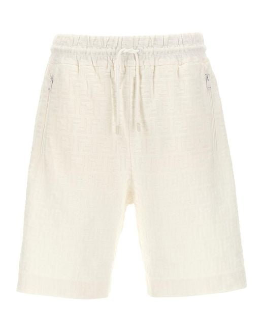 Fendi White Jacquard Bermuda Shorts for men