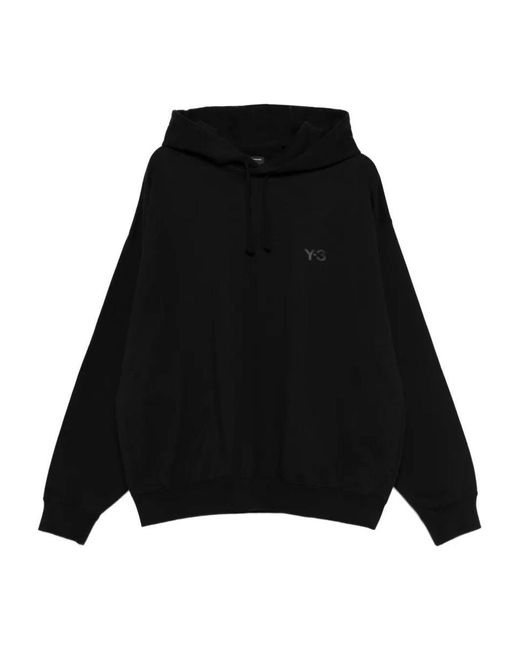 Y-3 Black Logo-Print Oversized Hoodie for men