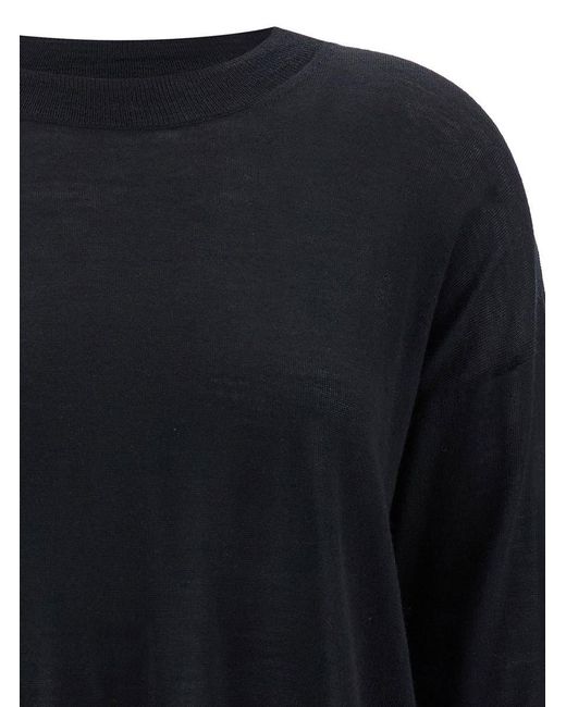 P.A.R.O.S.H. Black Relaxed Sweater With Ribbed Knit