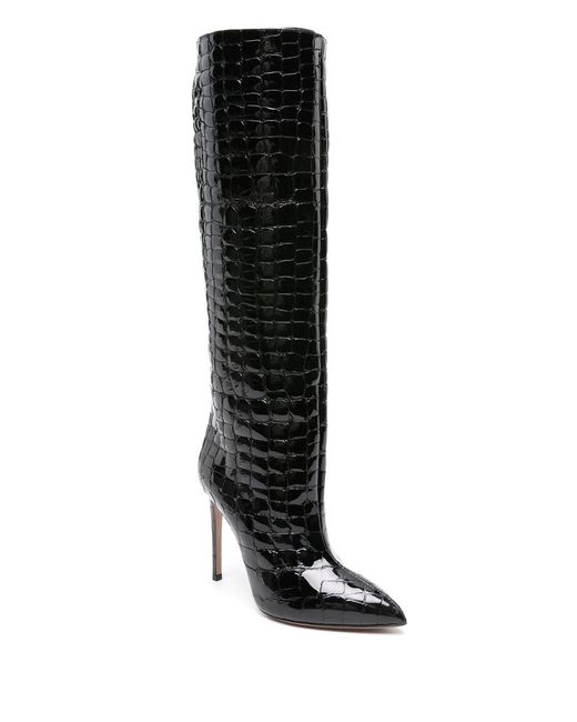 Paris Texas Black 115Mm Crocodile Effect Boots