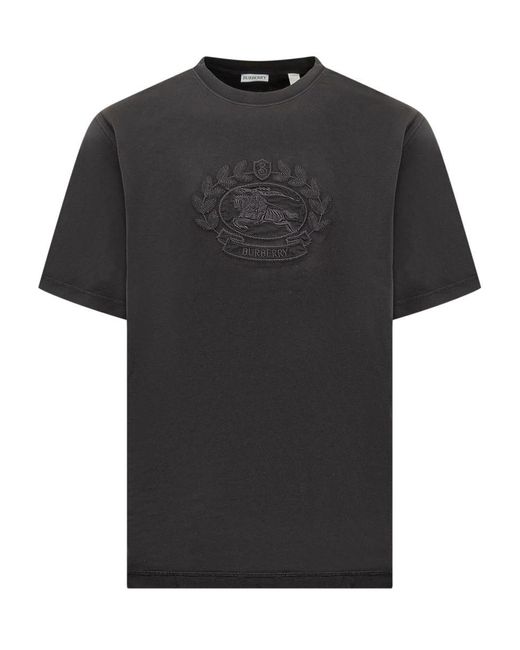 Burberry Black Cotton Crewneck Short-Sleeve T-Shirt for men