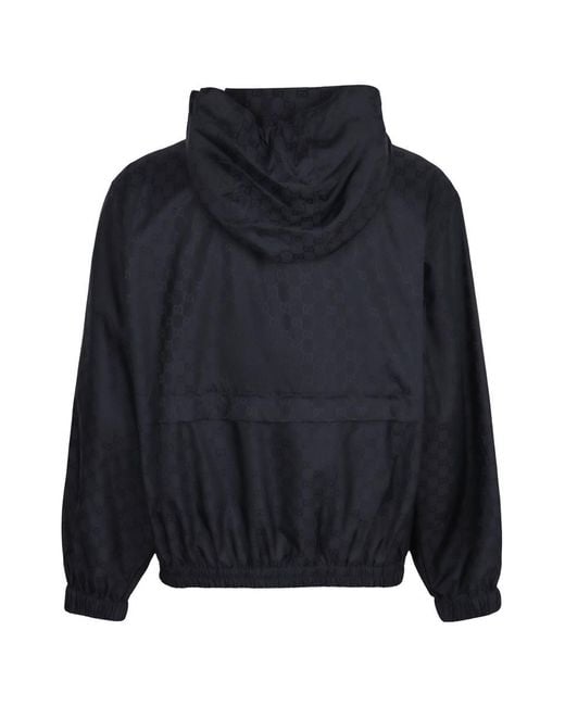 Gucci Blue Nylon Jacket Gg for men