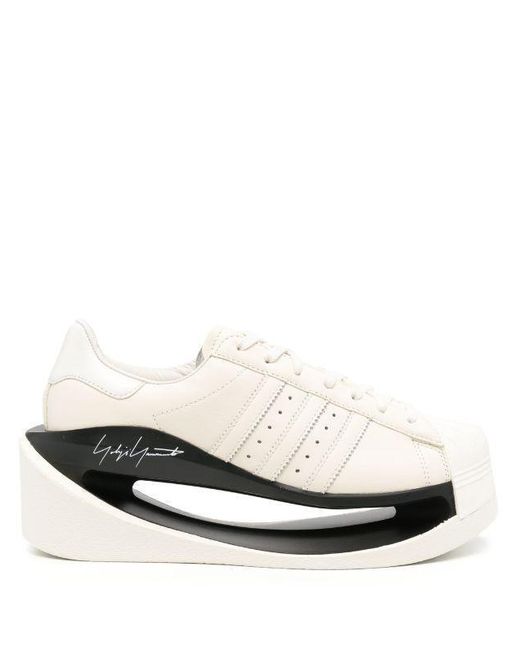 Y-3 White Gendo Superstar Leather Sneakers