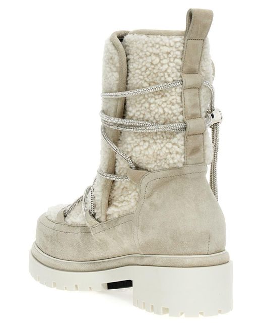Rene Caovilla Natural Suede Shearling Ankle Boots Boots, Ankle Boots