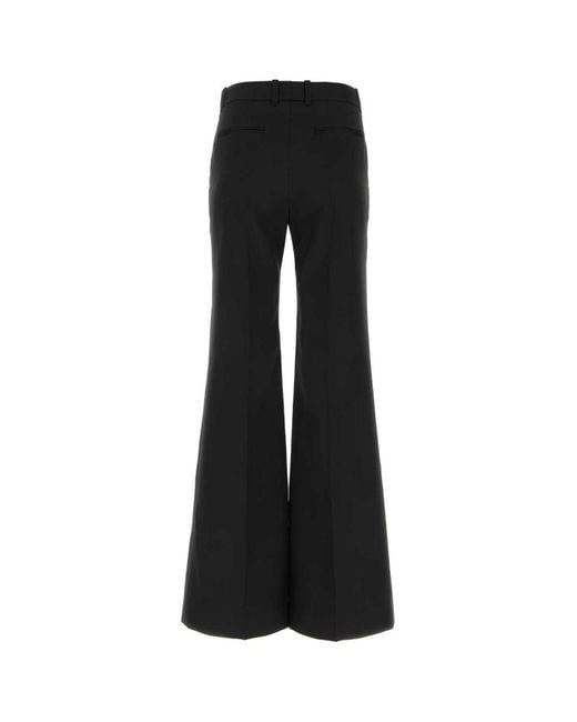 Chloé Black Flared Silk Blend Wool Trousers