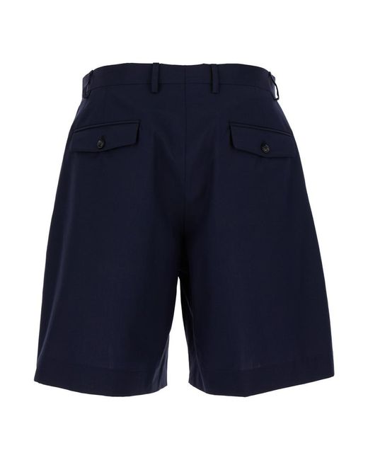 Lardini Blue Sartorial Bermuda Shorts With Pleated Details for men