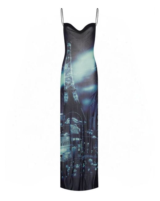 Jean Paul Gaultier Blue Mesh Slip Dress