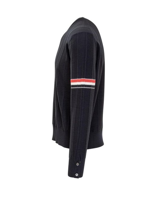 Thom Browne Blue 4-bar Striped Pattern Pullover for men