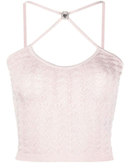 Alessandra Rich Pink Knitted Halterneck Top