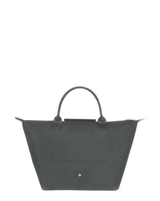 Longchamp Gray 'M Le Pliage Original' Shoulder Bag With Embossed Logo