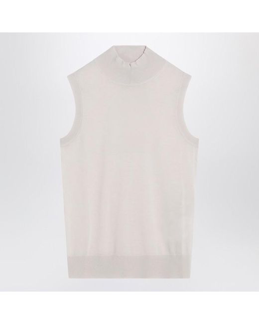 Max Mara White Turtleneck Vest In