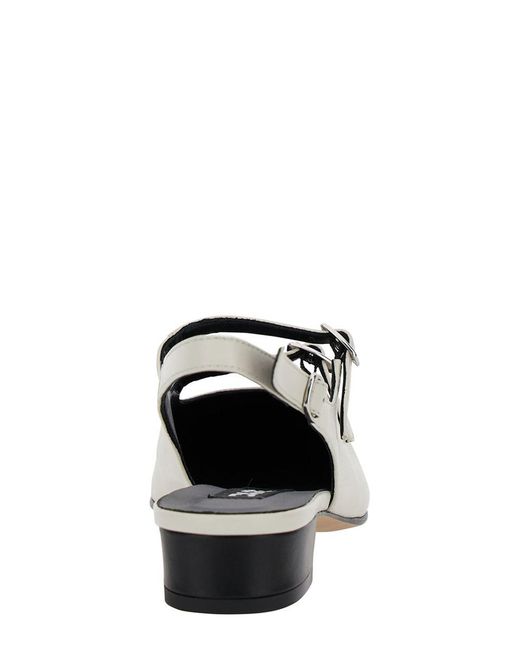 CAREL PARIS White 'Abricot' Slingback Mary Janes With Contrasting Toe