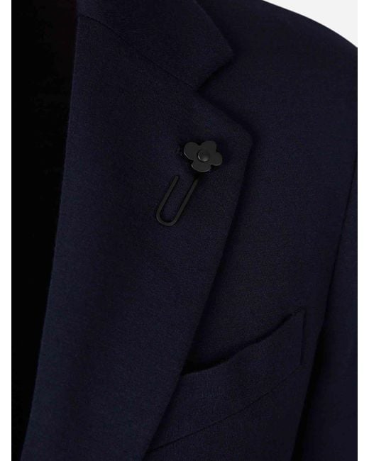 Lardini Blue Straight Wool Blazer for men