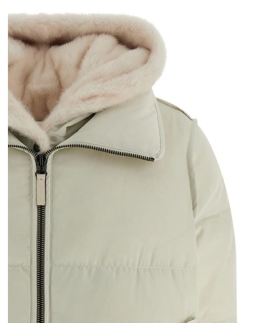 Yves Salomon Gray Fur Insert Cropped Down Jacket