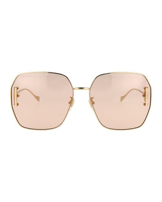 Gucci Pink Geometric Frame Sunglasses