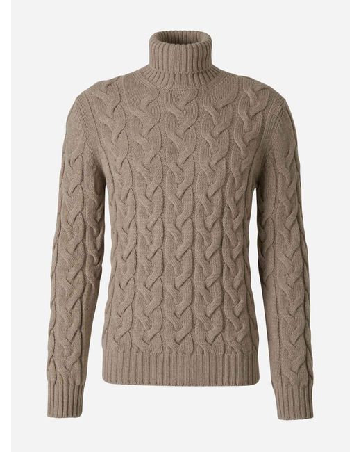 Gran Sasso Brown Wool Braided Sweater for men