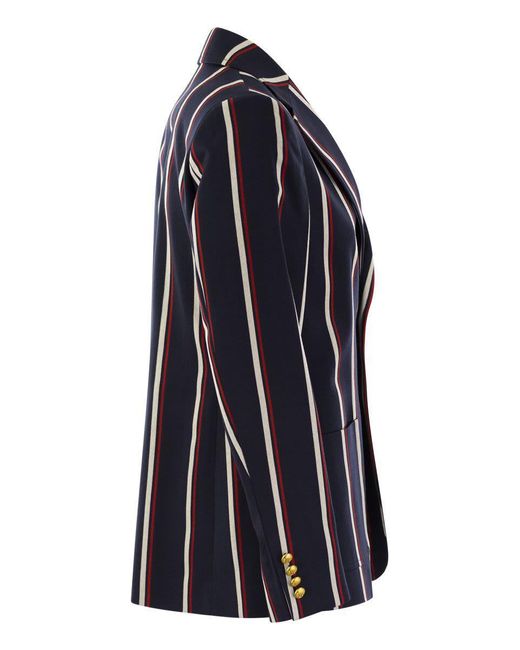 Polo Ralph Lauren Blue Striped Blazer With Crest