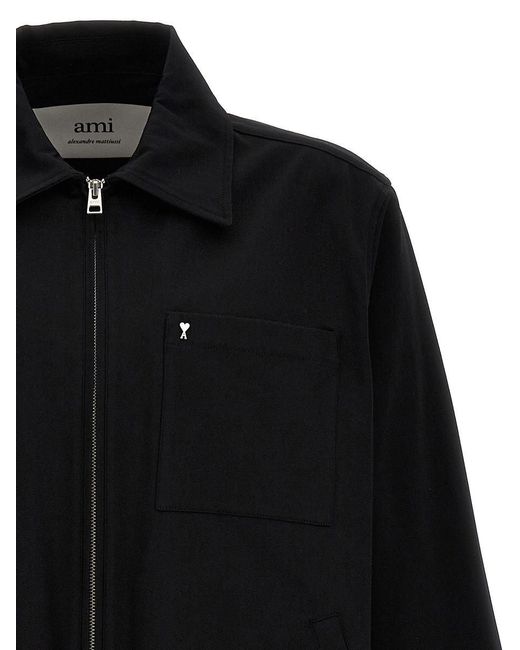 AMI Black 'Ami De Coeur' Jacket for men