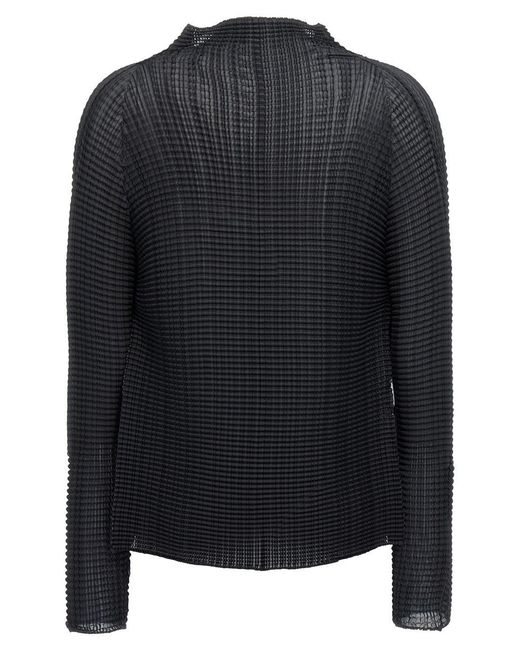 Issey Miyake Black Wooly Pleats' Cardigan