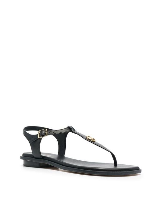 Michael Kors Brown Mallory Leather Thong Sandals