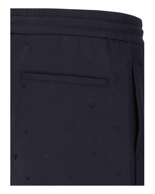 Emporio Armani Blue Monogram Bermuda Shorts for men