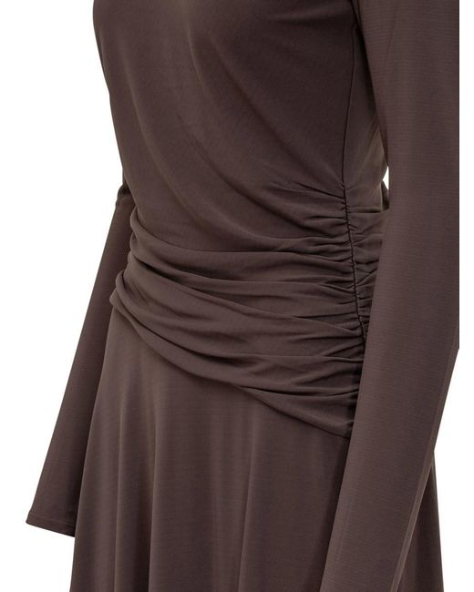 Tory Burch Brown Midi Dress With Contrast Collar