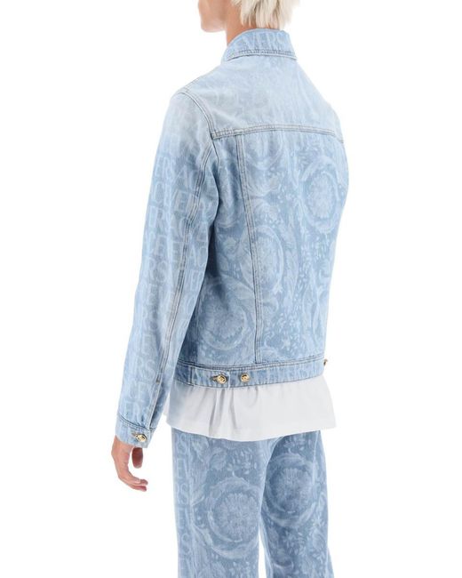 Versace Blue Allover Denim Jacket for men
